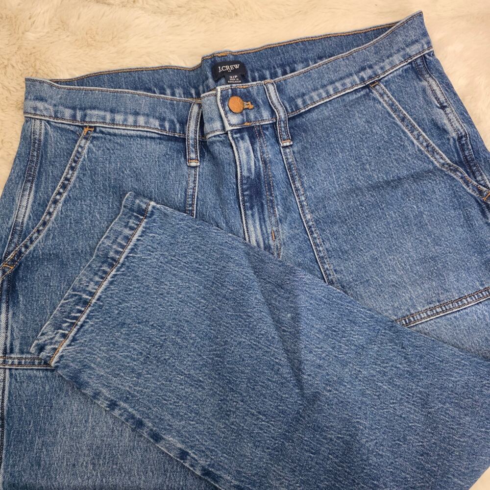 NWT J. Crew High-Rise Cropped Patch Pocket Utility Jeans 31P Dark Wash Stretch - Picture 10 of 11